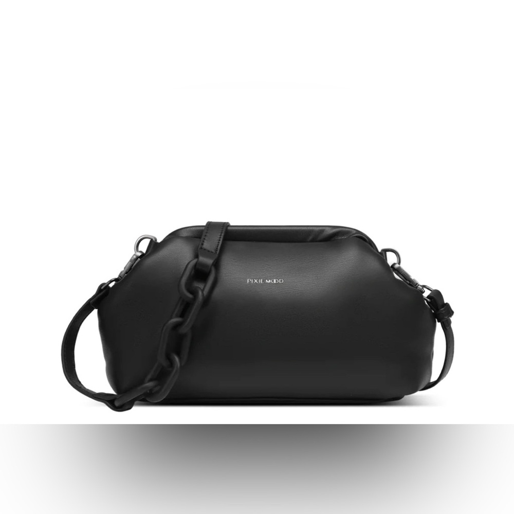 NWT Pixie Mood Vegan Leather Black Bubbly Crossbody Clutch Bag Purse Classic